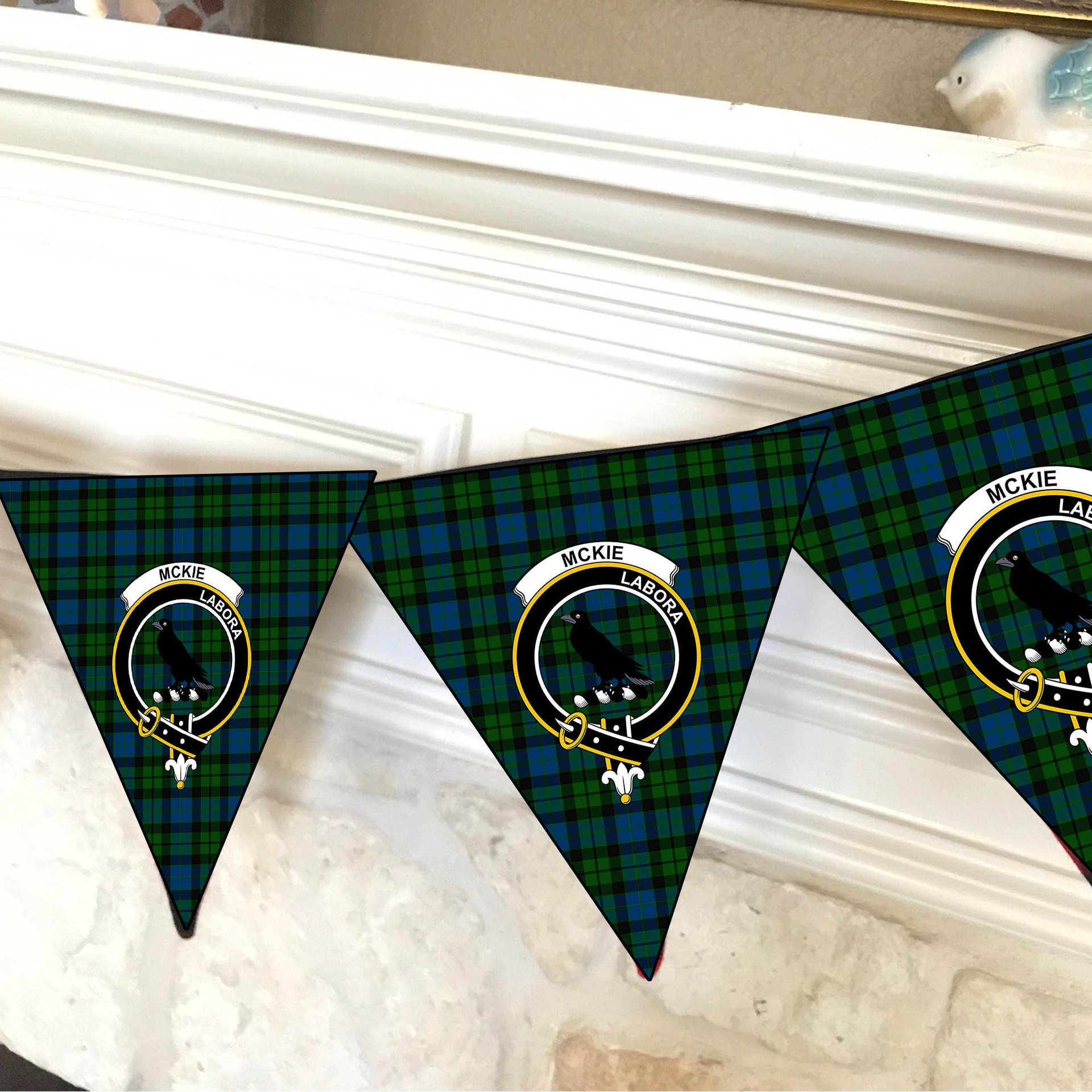 ScotsTee Shop Scottish McKie Crest Tartan Triangle Flags Tartan Bunting, Pennants (12pcs)