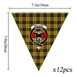 ScotsTee Shop Scottish MacLeod 1831 Crest Tartan Triangle Flags Tartan Bunting, Pennants (12pcs)