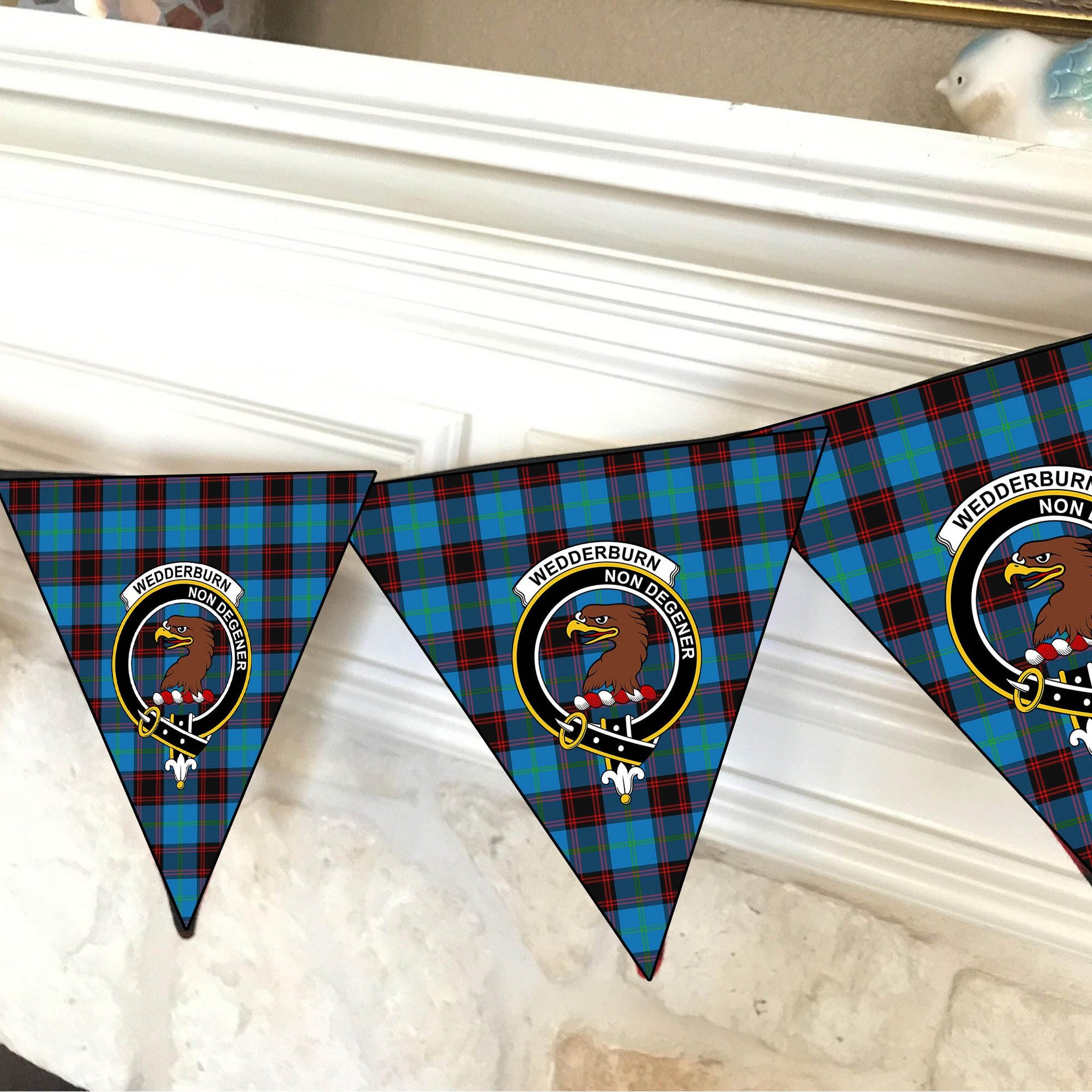 ScotsTee Shop Scottish Wedderburn Ancient Crest Tartan Triangle Flags Tartan Bunting, Pennants (12pcs)