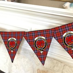 ScotsTee Shop Scottish Kelly of Sleat Red Ancient Crest Tartan Triangle Flags Tartan Bunting, Pennants (12pcs)
