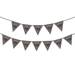 ScotsTee Shop Scottish McLeod Black and White Crest Tartan Triangle Flags Tartan Bunting, Pennants (12pcs)