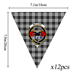 ScotsTee Shop Scottish McLeod Black and White Crest Tartan Triangle Flags Tartan Bunting, Pennants (12pcs)