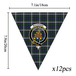 ScotsTee Shop Scottish MacKenzie Dress 2 Crest Tartan Triangle Flags Tartan Bunting, Pennants (12pcs)