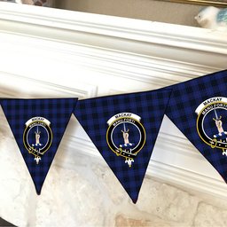 ScotsTee Shop Scottish MacKay Blue Modern Crest Tartan Triangle Flags Tartan Bunting, Pennants (12pcs)