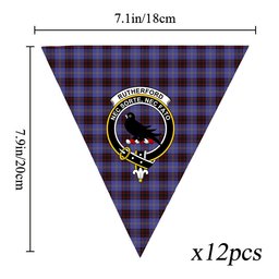 ScotsTee Shop Scottish Rutherford Crest Tartan Triangle Flags Tartan Bunting, Pennants (12pcs)
