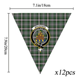 ScotsTee Shop Scottish MacKenzie MacGregor-Hastie Crest Tartan Triangle Flags Tartan Bunting, Pennants (12pcs)