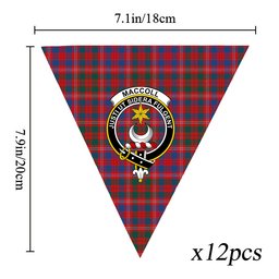 ScotsTee Shop Scottish MacColl Hunting Modern Crest Tartan Triangle Flags Tartan Bunting, Pennants (12pcs)