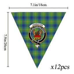 ScotsTee Shop Scottish Johnston Ancient Crest Tartan Triangle Flags Tartan Bunting, Pennants (12pcs)