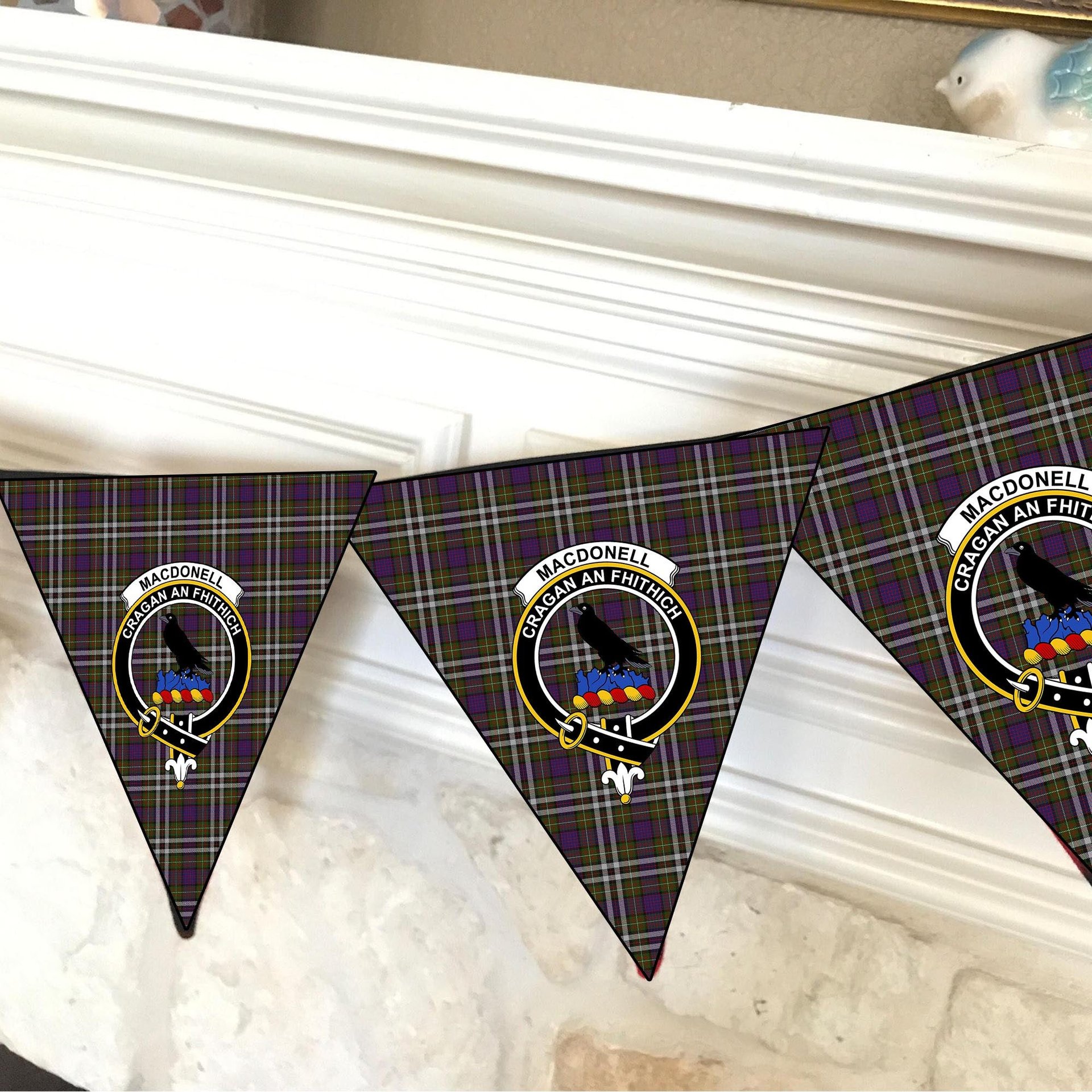 ScotsTee Shop Scottish MacDonell of Glengarry Dress Crest Tartan Triangle Flags Tartan Bunting, Pennants (12pcs)