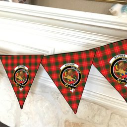 ScotsTee Shop Scottish McPhee Modern Crest Tartan Triangle Flags Tartan Bunting, Pennants (12pcs)