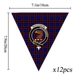 ScotsTee Shop Scottish Wedderburn Crest Tartan Triangle Flags Tartan Bunting, Pennants (12pcs)
