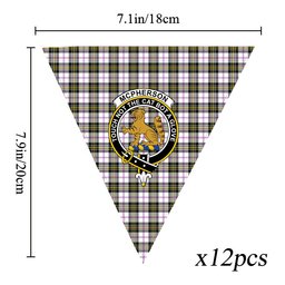 ScotsTee Shop Scottish McPherson Dress Modern Crest Tartan Triangle Flags Tartan Bunting, Pennants (12pcs)