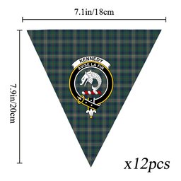 ScotsTee Shop Scottish Kennedy Modern Crest Tartan Triangle Flags Tartan Bunting, Pennants (12pcs)