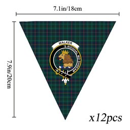 ScotsTee Shop Scottish Walker Hunting Modern Crest Tartan Triangle Flags Tartan Bunting, Pennants (12pcs)