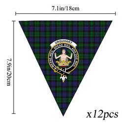 ScotsTee Shop Scottish Urquhart Logan Crest Tartan Triangle Flags Tartan Bunting, Pennants (12pcs)