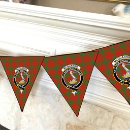 ScotsTee Shop Scottish McQuarrie Ancient Crest Tartan Triangle Flags Tartan Bunting, Pennants (12pcs)