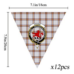 ScotsTee Shop Scottish Young Christina Modern Crest Tartan Triangle Flags Tartan Bunting, Pennants (12pcs)