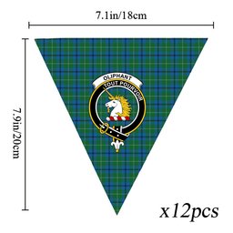 ScotsTee Shop Scottish Oliphant Ancient Clan Crest Tartan Triangle Flags Tartan Bunting, Pennants (12pcs)