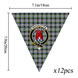 ScotsTee Shop Scottish MacNachten Dress Crest Tartan Triangle Flags Tartan Bunting, Pennants (12pcs)
