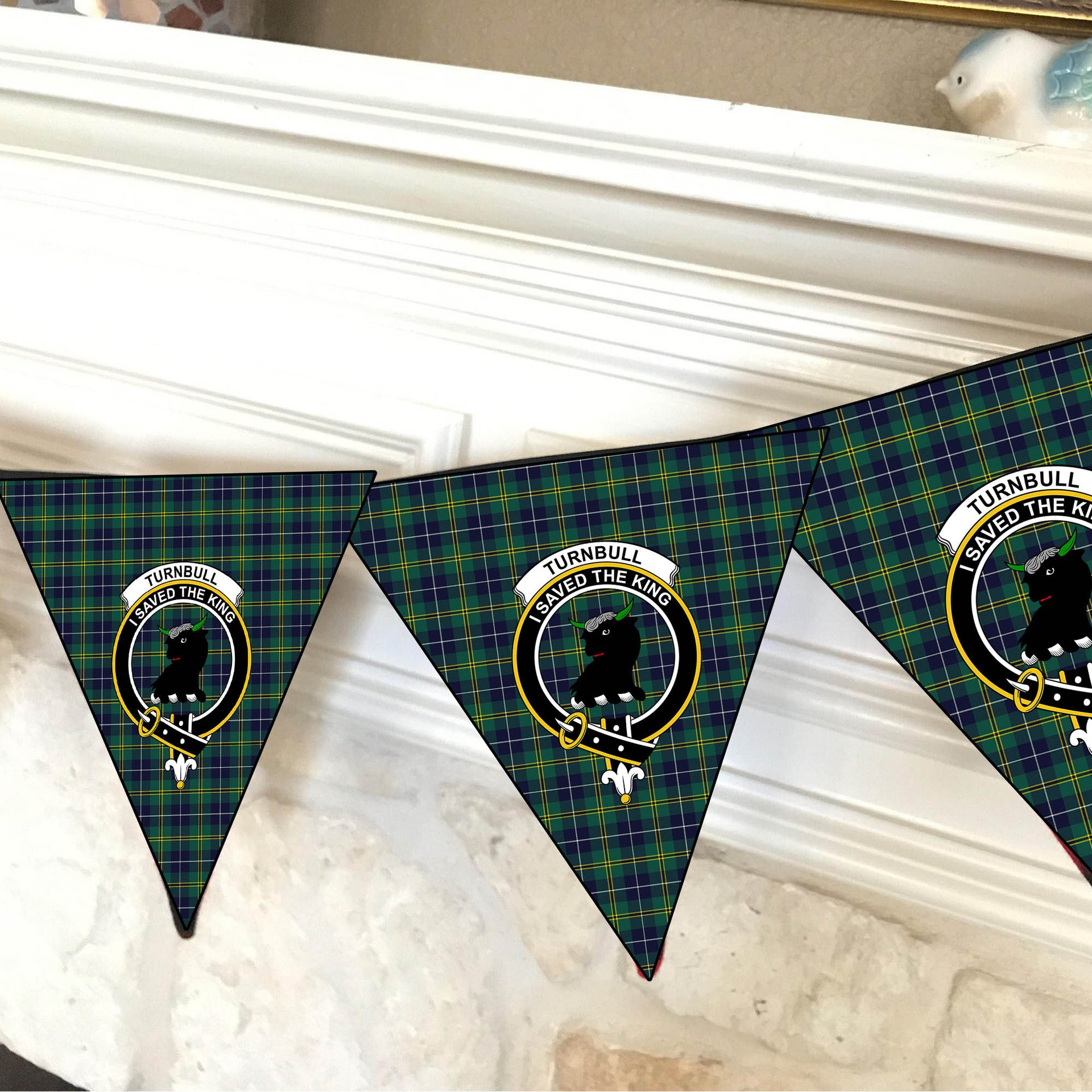 ScotsTee Shop Scottish Turnbull Hunting Modern Clan Crest Tartan Triangle Flags Tartan Bunting, Pennants (12pcs)
