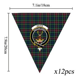 ScotsTee Shop Scottish Keith District Modern Crest Tartan Triangle Flags Tartan Bunting, Pennants (12pcs)
