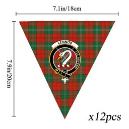 ScotsTee Shop Scottish Lennox Ancient Crest Tartan Triangle Flags Tartan Bunting, Pennants (12pcs)