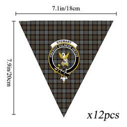 ScotsTee Shop Scottish Stewart Old Weathered Crest Tartan Triangle Flags Tartan Bunting, Pennants (12pcs)