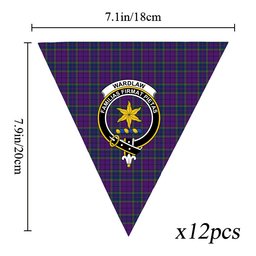 ScotsTee Shop Scottish Wardlaw Modern Crest Tartan Triangle Flags Tartan Bunting, Pennants (12pcs)