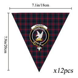 ScotsTee Shop Scottish Lindsay-McGee Modern Clan Crest Tartan Triangle Flags Tartan Bunting, Pennants (12pcs)