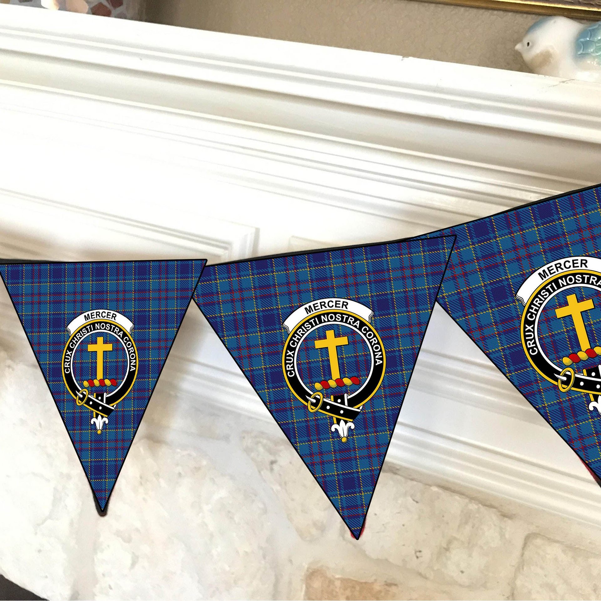 ScotsTee Shop Scottish Mercer Crest Tartan Triangle Flags Tartan Bunting, Pennants (12pcs)