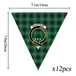 ScotsTee Shop Scottish McArthur Ancient Crest Tartan Triangle Flags Tartan Bunting, Pennants (12pcs)