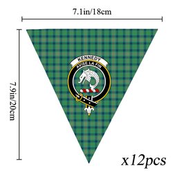 ScotsTee Shop Scottish Kennedy Ancient Crest Tartan Triangle Flags Tartan Bunting, Pennants (12pcs)