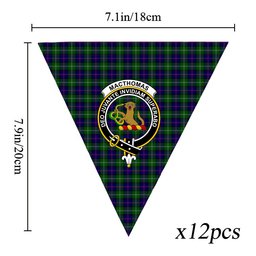 ScotsTee Shop Scottish MacThomas Modern Crest Tartan Triangle Flags Tartan Bunting, Pennants (12pcs)