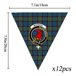 ScotsTee Shop Scottish MacNicol Hunting Crest Tartan Triangle Flags Tartan Bunting, Pennants (12pcs)