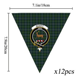 ScotsTee Shop Scottish Scott Hunting special Crest Tartan Triangle Flags Tartan Bunting, Pennants (12pcs)