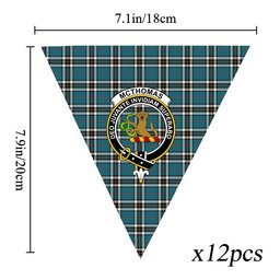 ScotsTee Shop Scottish McThomas Blue Ancient Crest Tartan Triangle Flags Tartan Bunting, Pennants (12pcs)