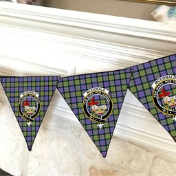 ScotsTee Shop Scottish McDonald Ancient Crest Tartan Triangle Flags Tartan Bunting, Pennants (12pcs)