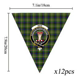 ScotsTee Shop Scottish Reid Green SC Crest Tartan Triangle Flags Tartan Bunting, Pennants (12pcs)