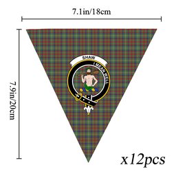 ScotsTee Shop Scottish Shaw Green Modern Crest Tartan Triangle Flags Tartan Bunting, Pennants (12pcs)