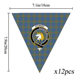 ScotsTee Shop Scottish Stewart of Appin Hunting Ancient Crest Tartan Triangle Flags Tartan Bunting, Pennants (12pcs)