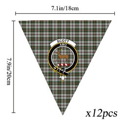 ScotsTee Shop Scottish Scott Dress 2 Crest Tartan Triangle Flags Tartan Bunting, Pennants (12pcs)