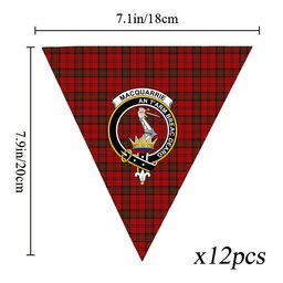 ScotsTee Shop Scottish MacQuarrie 6 Crest Tartan Triangle Flags Tartan Bunting, Pennants (12pcs)