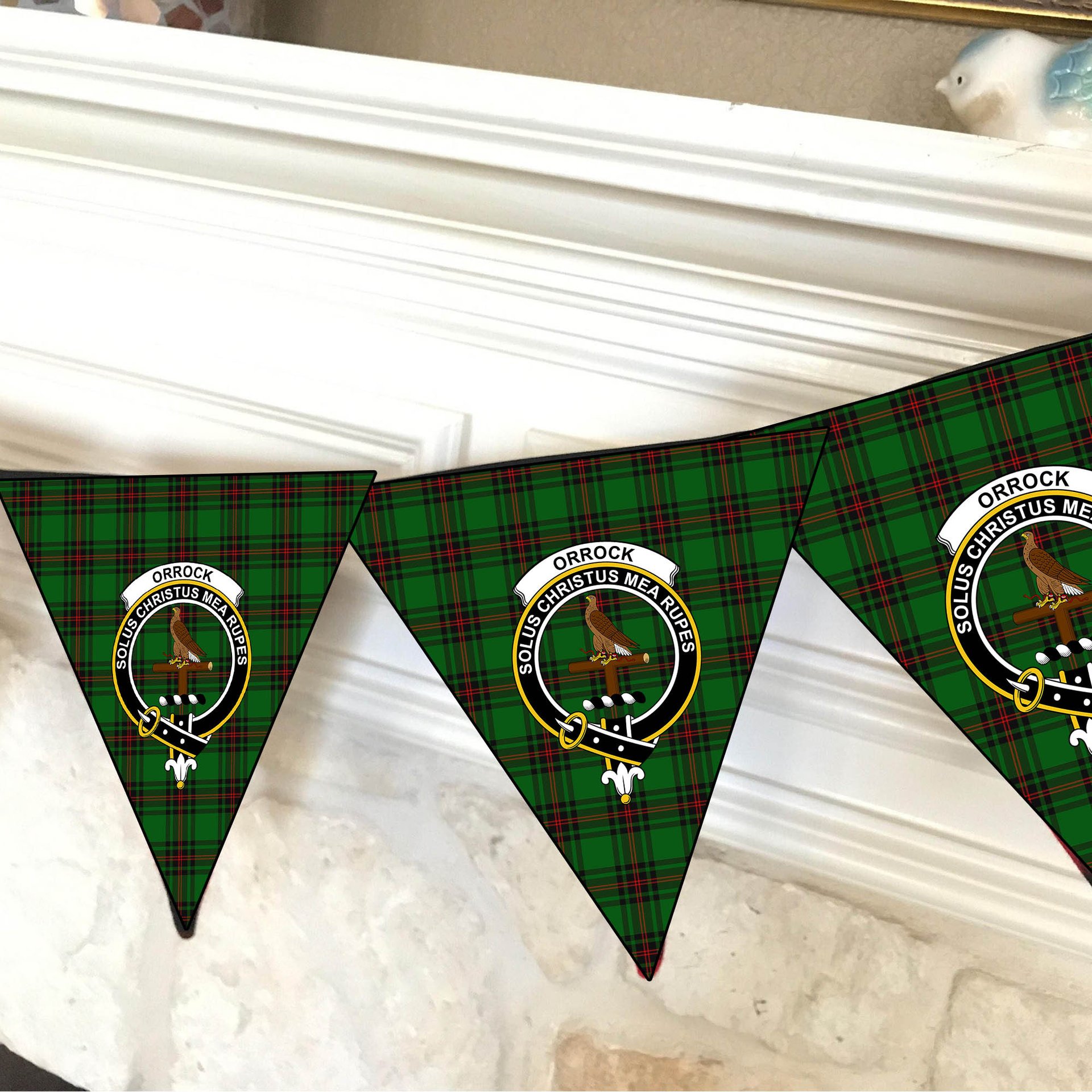ScotsTee Shop Scottish Orrock Crest Tartan Triangle Flags Tartan Bunting, Pennants (12pcs)