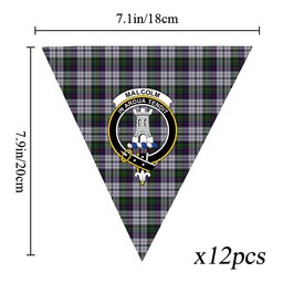 ScotsTee Shop Scottish Malcolm Dress Lochcarron 2005 Crest Tartan Triangle Flags Tartan Bunting, Pennants (12pcs)