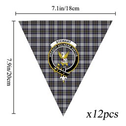 ScotsTee Shop Scottish Stewart Dress Blue Crest Tartan Triangle Flags Tartan Bunting, Pennants (12pcs)