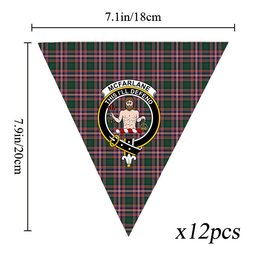 ScotsTee Shop Scottish McFarlane Hunting Modern Crest Tartan Triangle Flags Tartan Bunting, Pennants (12pcs)