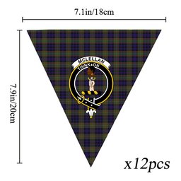 ScotsTee Shop Scottish McLellan Modern Crest Tartan Triangle Flags Tartan Bunting, Pennants (12pcs)