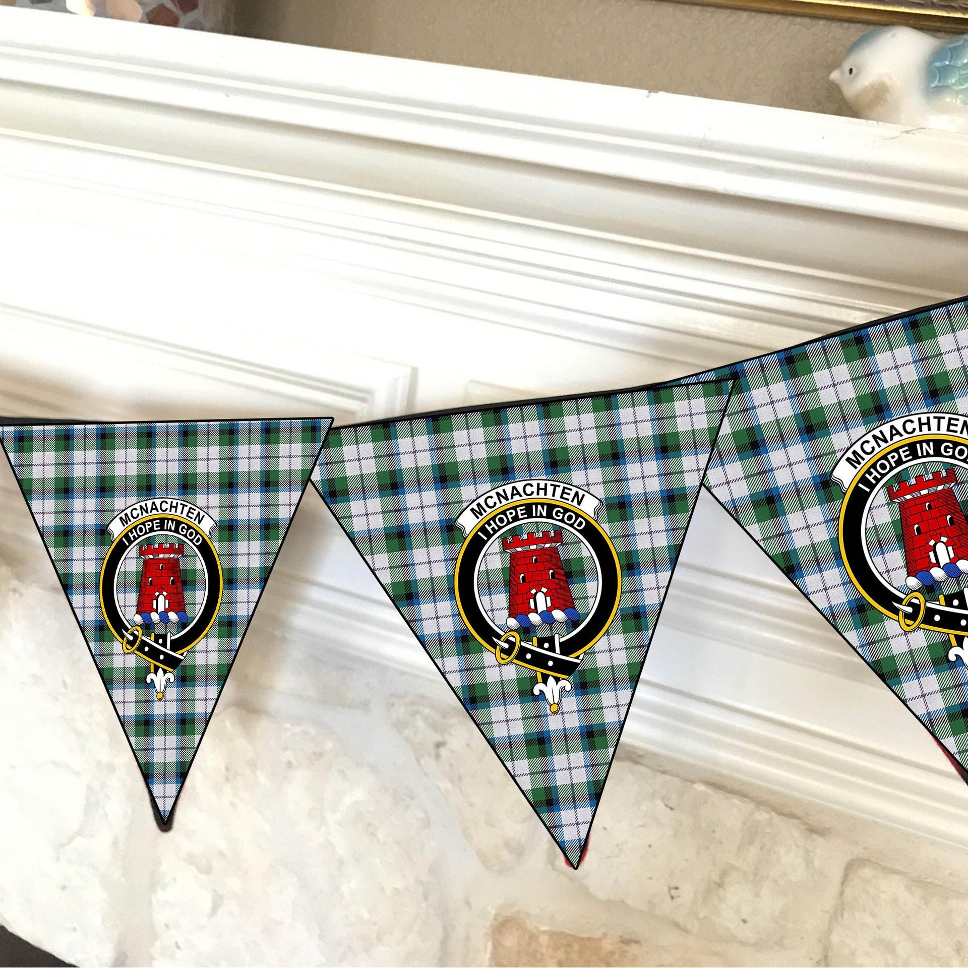 ScotsTee Shop Scottish McNachten Dress Ancient Crest Tartan Triangle Flags Tartan Bunting, Pennants (12pcs)