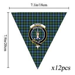 ScotsTee Shop Scottish McKay Ancient Crest Tartan Triangle Flags Tartan Bunting, Pennants (12pcs)