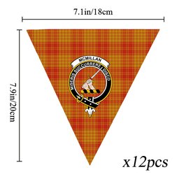 ScotsTee Shop Scottish McMillan Dress Ancient Crest Tartan Triangle Flags Tartan Bunting, Pennants (12pcs)